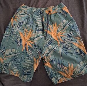 Tropical Leaf Print Shorts